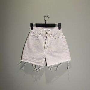 PacSun White Jean Shorts Distressed Raw Hem